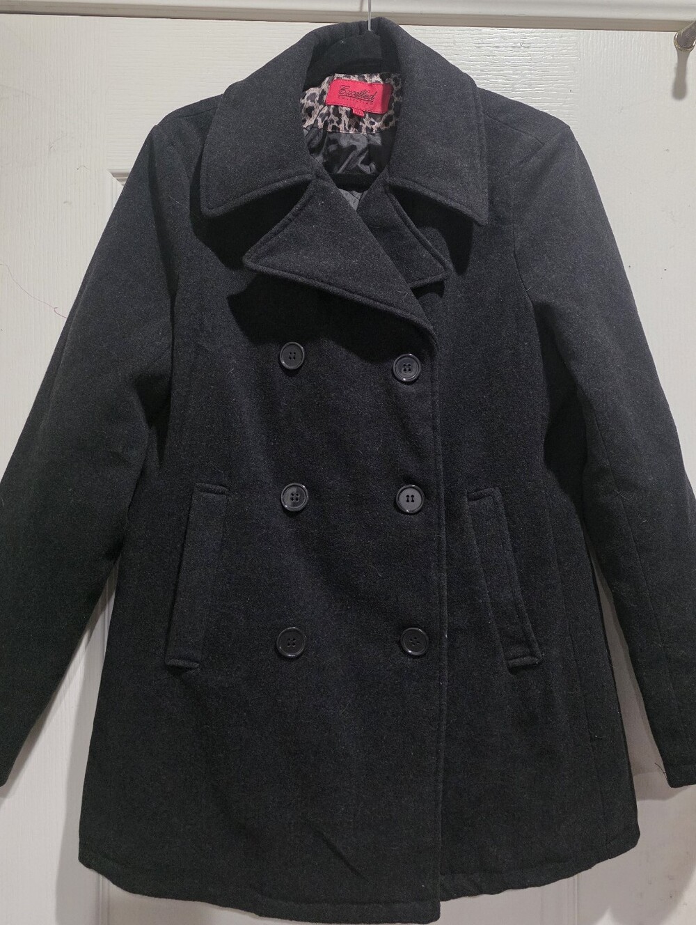 Black Double-Breasted Women's Peacoat